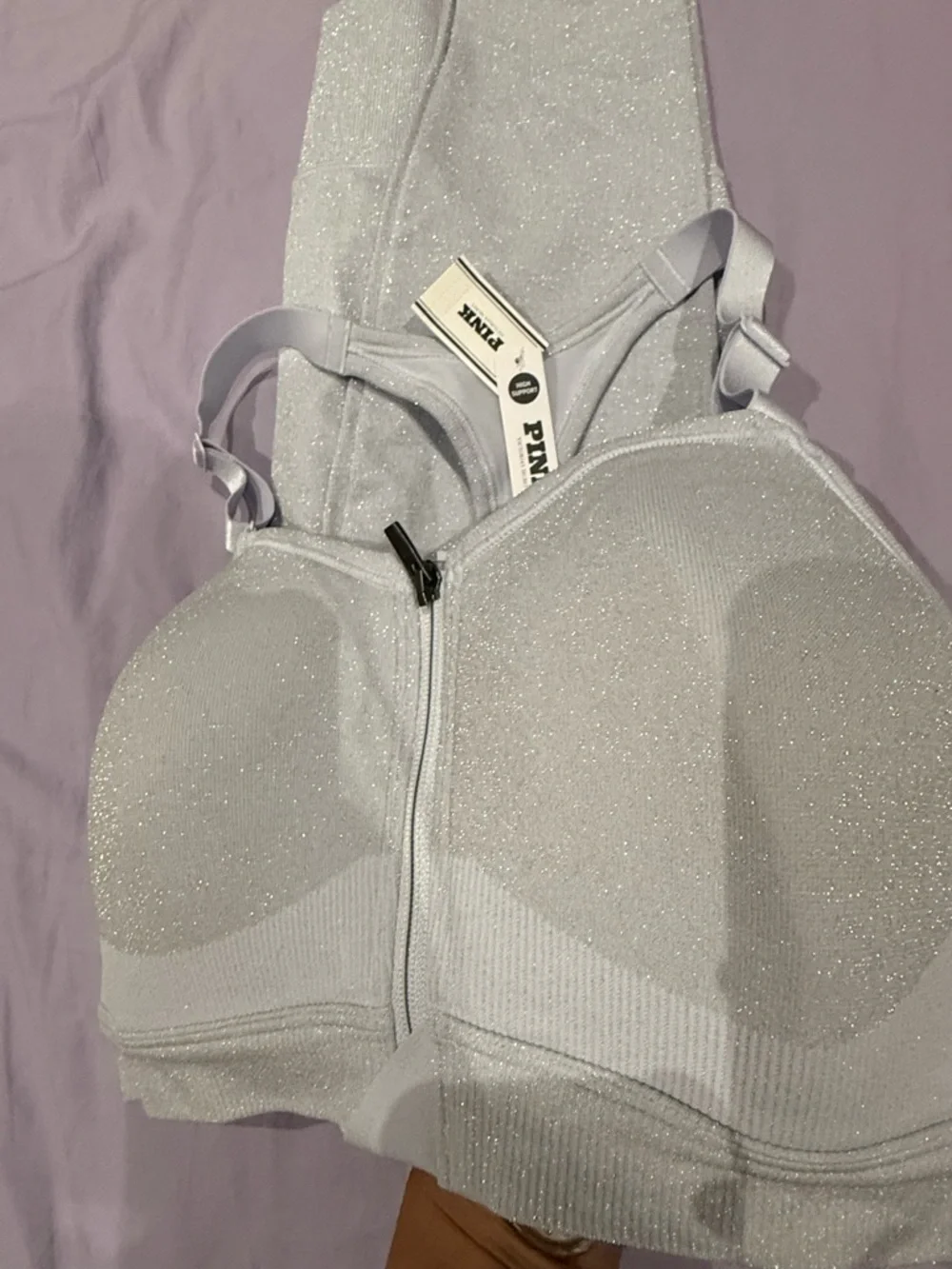 PINK Victoria's Secret Shimmery Light Gray spot wear set M - Picture 14 of 16
